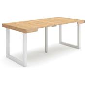 Table console extensible, Console meuble, 180, Pour 8 personnes, Pieds bois massif, Style moderne, Chêne - Skraut Home
