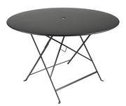 Table pliante Bistro / Ø 117 cm - 6/8 personnes - Trou parasol - Fermob noir en métal