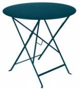 Table pliante Bistro / Ø 77cm - Trou pour parasol - Fermob bleu en métal