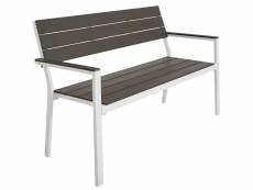 Tectake banc de jardin line 2 places en aluminium 128 x 59 x 88cm - gris clair/blanc 403547