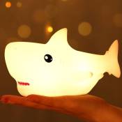 Veilleuse Requin Enfants, 7 Couleurs Changeantes led Portable Touch Baby Lamp, Veilleuse Animal en Silicone Rechargeable usb pour Enfants Nursery