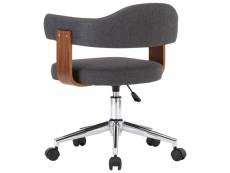 Vidaxl chaise pivotante de bureau gris bois courbé et tissu 3054840