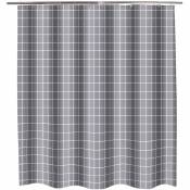 Xinuy - Long rideau de douche 72 x 78 pouces gris géométrique élégant, lesté épais tissu décoratif gris rideaux de douche pour salle de bain