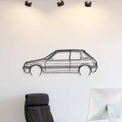 205 gti - décoration murale en métal - Silhouette de voiture, Œuvre d'Art Iconique rétro et pour la Décoration d'Intérieur de vos murs - 80CM - Noir