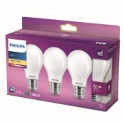 3 lampes LED Standard E27 60W blanc chaud Philips
