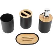 4 pièces ensemble d'accessoires de salle de bain bambou
