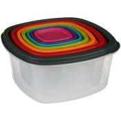 5five - 7 boîtes de conservation carrées colors plastique - Transparent et multicolore