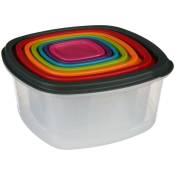 7 boîtes de conservation carrées colors plastique