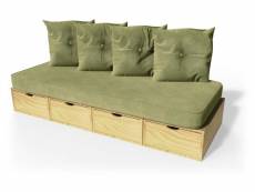 Banquette cube 200 cm + futon + coussins miel BANQ200S-M
