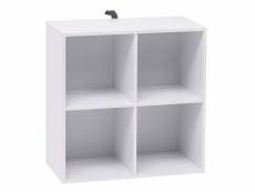Bibliothèque en bois à 2 niveaux 4 cubes support pour bureau 60x30x60cm blanc helloshop26 19_0000590