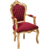 Biscottini - Fauteuil lit Fauteuil rembourré Fauteuil tapissé avec accoudoirs en bois Chaise de chambre 60X60X107 cm Style français Louis xvi - rouge