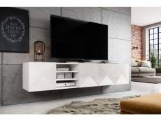 Bobochic meuble tv suspendu 200 cm alice avec niches blanc