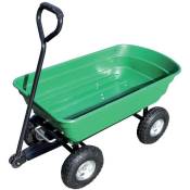 Brixo - Chariot de jardin 75L cuve basculante en polypropylène 250 kg charge max 4 roues gonflables - green