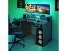 Bureau moderne pour pc de jeu, support cd, étagères, 136 x 88 x 67 cm, couleur anthracite 8052773591751