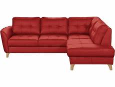 Canapé d'angle convertible en cuir italien de luxe 5 places noria avec coffre, rouge foncé, angle droit
