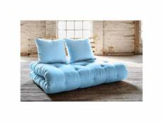 Canapé lit futon shin sano bleu clair et pin massif