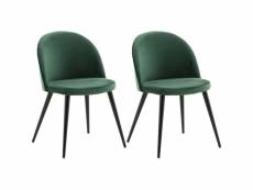 Chaise en velours avec pieds en acier velvet (lot de 2) vert