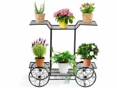 Costway etagère à fleurs en metal, présentoir de fleurs pour plantes en pots, support pour plantes d'extérieur avec 6 tablettes, 77 x 75 x 25cm, charg
