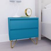 Eloise - Table de chevet design avec 2 tiroirs bleu