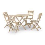 Ensemble table pliante ronde 90cm + 4 chaises de balcon