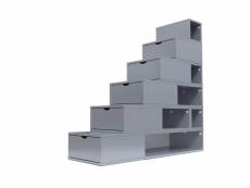 Escalier cube de rangement hauteur 150cm gris aluminium
