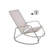 Essenciel Green - Lot de 2 Rocking Chair, Chaise à Bascule Gordes Mastic Acier- Mobilier de jardin - Gris