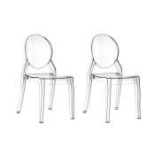 Fashion Commerce - Lot de 2 chaises ghost en polycarbonate transparent avec dossier circulaire - Bianco
