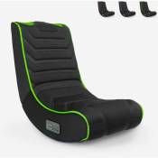 Franchi Bürosessel - Chaise de jeu ergonomique Floor Rockers avec haut-parleurs Bluetooth Dragon Couleur: Vert foncé