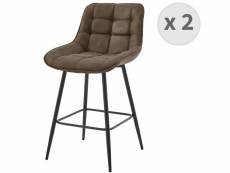 Grant - fauteuil de bar vintage en microfibre marron et métal noir (x2)