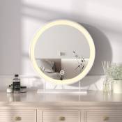 Heilmetz - Miroir de Maquillage Illuminé Rond Blanc, Miroir de Beauté à led diamètre 40cm Interrupteur Tactile, Intensité Variable Lumière Blanche