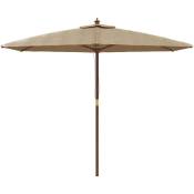 Helloshop26 - Parasol mobilier de jardin avec mât en bois 299 x 240 cm taupe - Bois