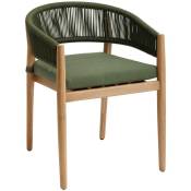 Hesperide - Lot de 2 fauteuils de jardin Tevio vert olive en aluminium traité époxy et acacia certifié fsc - Hespéride - Vert olive