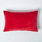 Homescapes - Housse de coussin en velours Rouge, 30 x 50 cm - Rouge