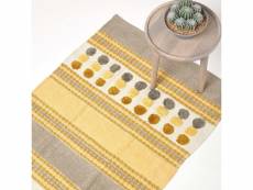 Homescapes tapis cotton chenille motif cercles - jaune moutarde 90 x 150cm RU1239C