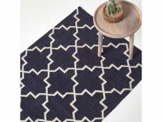 Homescapes tapis kilim en coton tissé à motif géométrique bleu marine - edmonton - 160 x 230 cm RU1289D