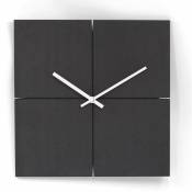 Horloge murale silencieuse en bois mdf Noir rétro moderne blanc or Mouvement Sans tic-tac 30 cm Carré - noir