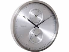 Horloge ronde multiple time 50 cm aluminium brossé