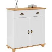 Idimex - Buffet colmar commode bahut vaisselier meuble bas rangement avec 1 tiroir et 2 portes, en pin massif lasuré blanc et brun - Blanc/Brun