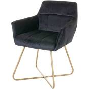 Jamais utilisé] Chaise de salle à manger HHG-528, fauteuil de cuisine, design rétro, velours, pieds dorés noir - black