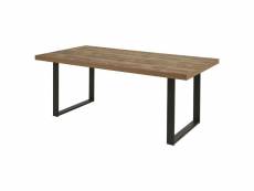 Jenna - table 200cm aspect bois piètement u métal poudré noir