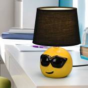 Lampe de chevet lampe de table en céramique pour chambre salon lampe lampe de table moderne, Emoji avec lunettes de soleil jaune, textile noir, 1x