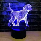 Lampe led 3D pour chien Illusion 7 couleurs changeantes Touch Switch Table Décoration de bureau Parfaite avec base acrylique abs Câble usb Jouet