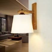 Licht-erlebnisse - Applique d'intérieur Beverely en bois et en tissu blanc au design scandinave E27 - Chêne rustique, Ecru - Chêne Rustique, Ecru