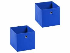 Lot de 2 boites en tissu bleu ela boîte de rangement ouverte avec poignée dim 27 x 27 x 27 cm, pour linge jouets vêtements