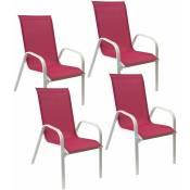 Lot de 4 chaises marbella en textilène rose - aluminium