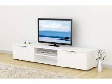 Meuble tv avec deux tiroirs, blanc brillant, 172 x