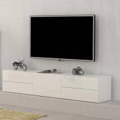 Meuble tv de salon design blanc brillant 170cm 4 tiroirs