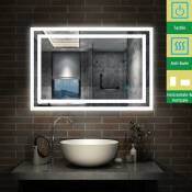 Miroir de salle de bain illumination led double contour éclairage intgr avec anti-buée Lumière Blanche Froide Horizontal/Vertical 100cmx60cm
