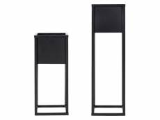 Ml-design set of 2 flower stands, black, 21x50/70x21 cm, powder-coated metal 490007184