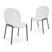 Mobilier Deco - clelia - Lot de 2 chaises effet peau de mouton blanc